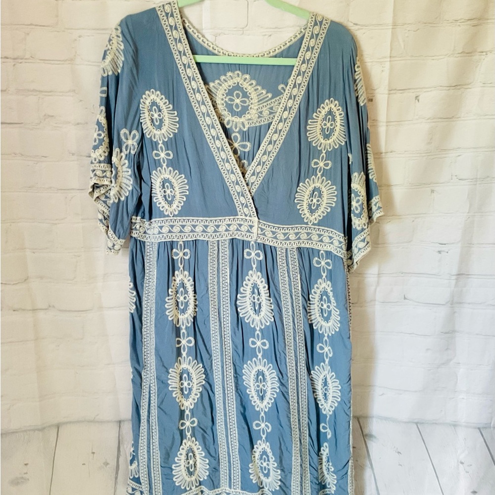 Bohemian Blue Embroidered Dress, Cupshe, Beautiful, light and flowy for summer